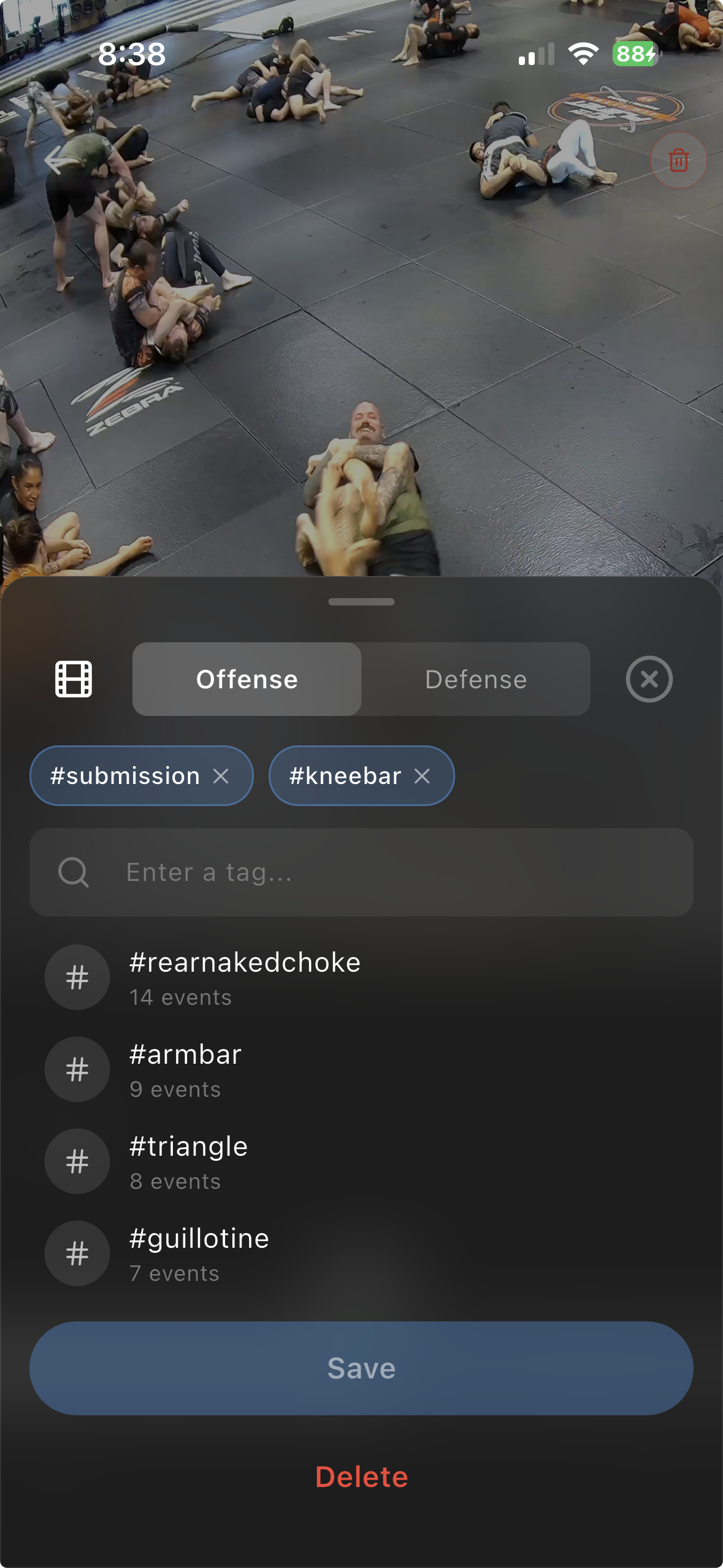 Review Footage with offense/defense tag picker